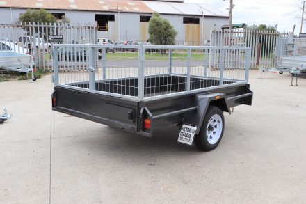 8x5 Single Axle Box 2ft Cage Trailer Heavy Duty