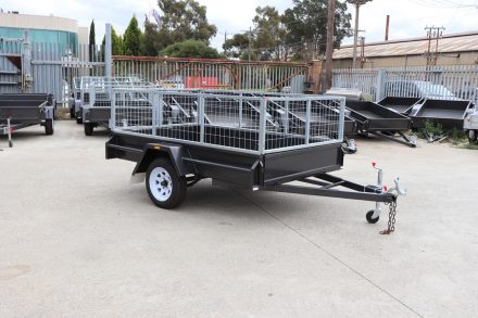 8x5 Single Axle Box 2ft Cage Trailer Heavy Duty